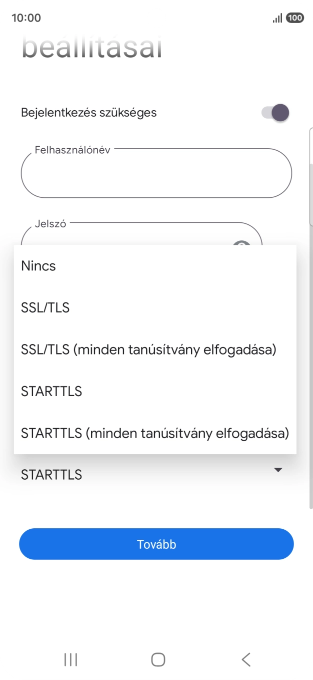 Válaszd az SSL/TLS lehetőséget.
