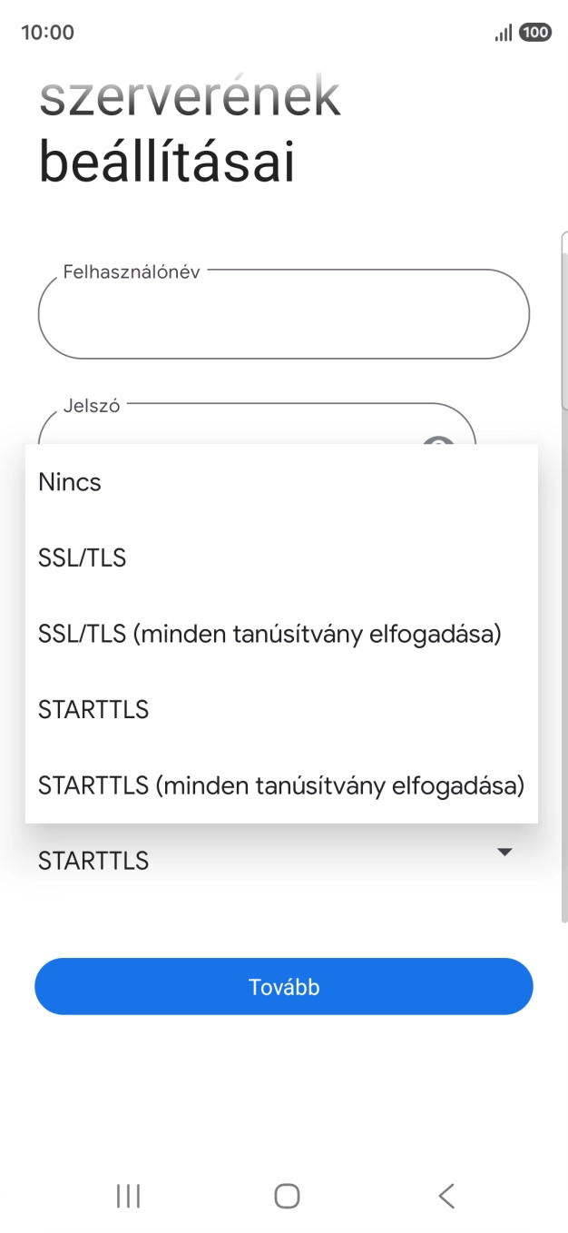 Válaszd az SSL/TLS lehetőséget.