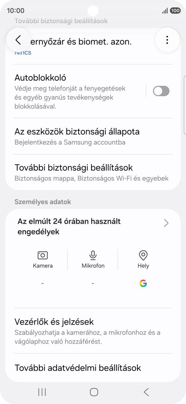 Válaszd a További biztonsági beállítások lehetőséget.