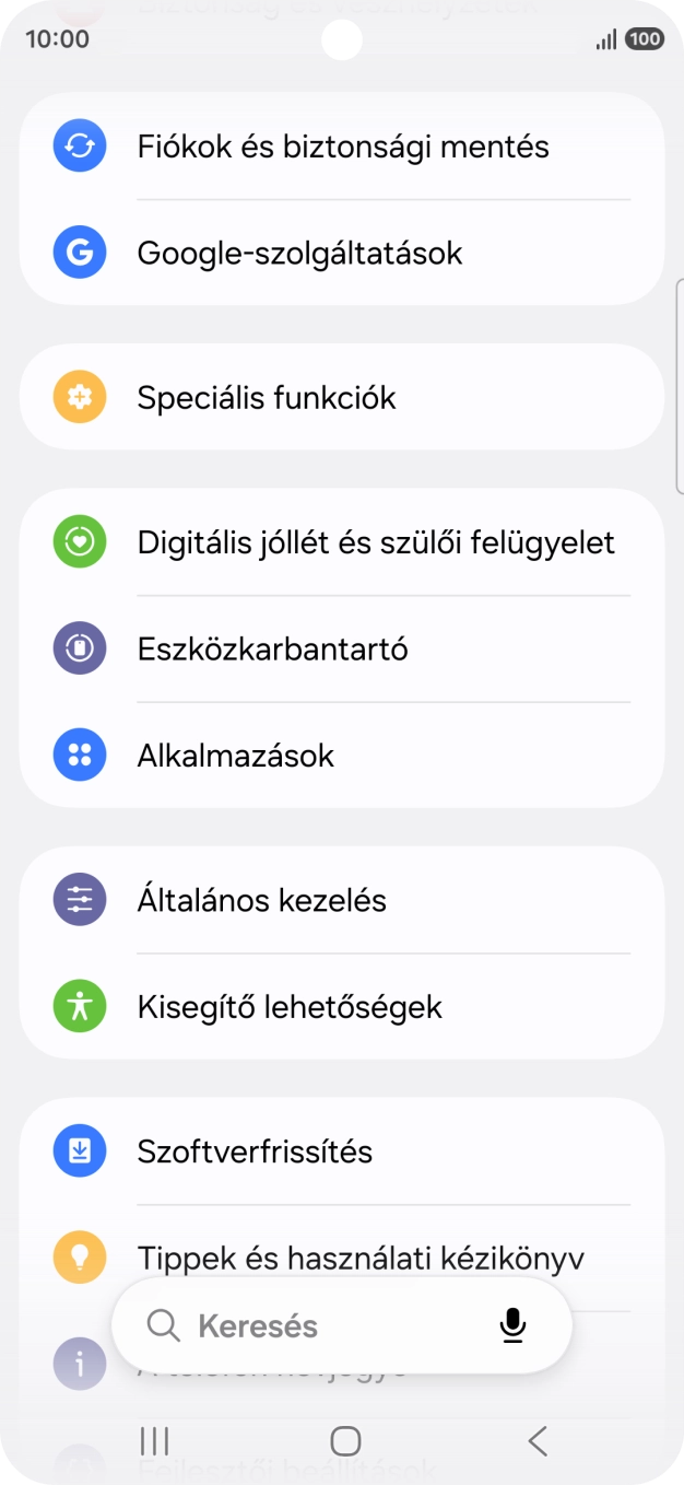 Válaszd az Általános kezelés lehetőséget.