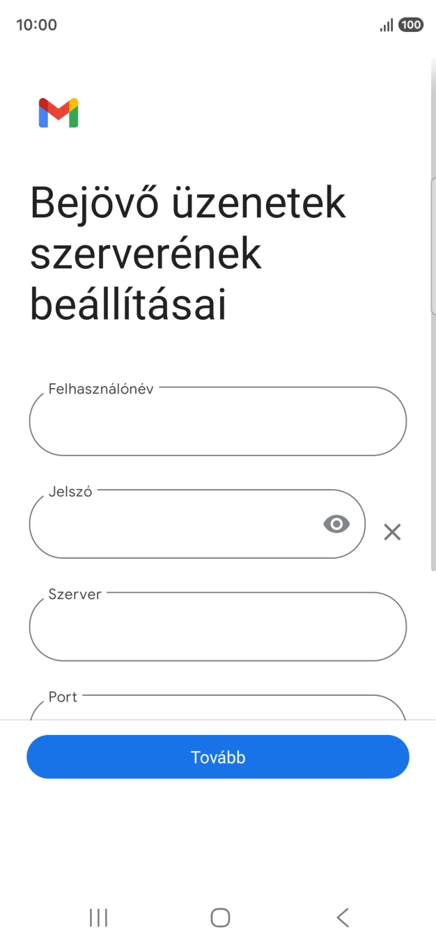 Kattints a „Felhasználónév” alatti mezőre, és írd be az e-mail-fiókodhoz tartozó felhasználónevet.