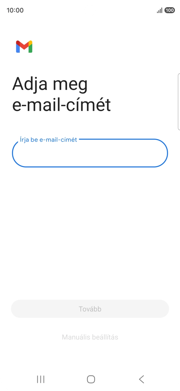 Kattints az „Írja be e-mail-címét” alatti mezőre, és írd be az e-mail címedet.