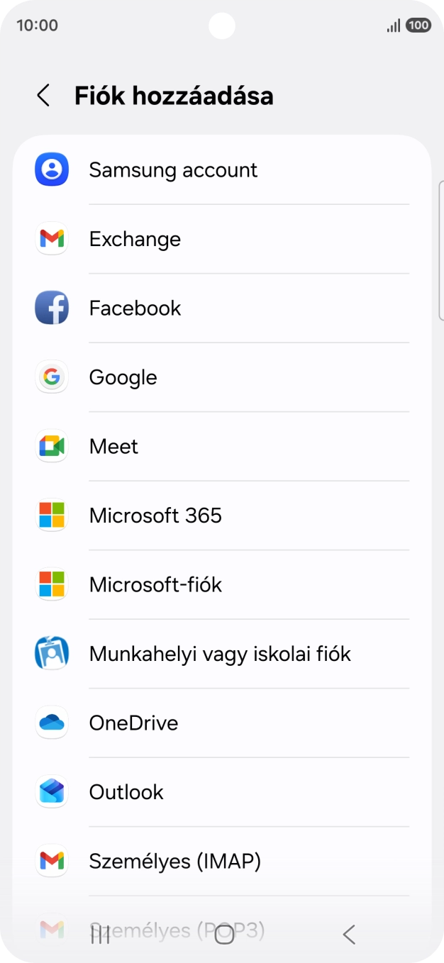 Válaszd a Google lehetőséget.
