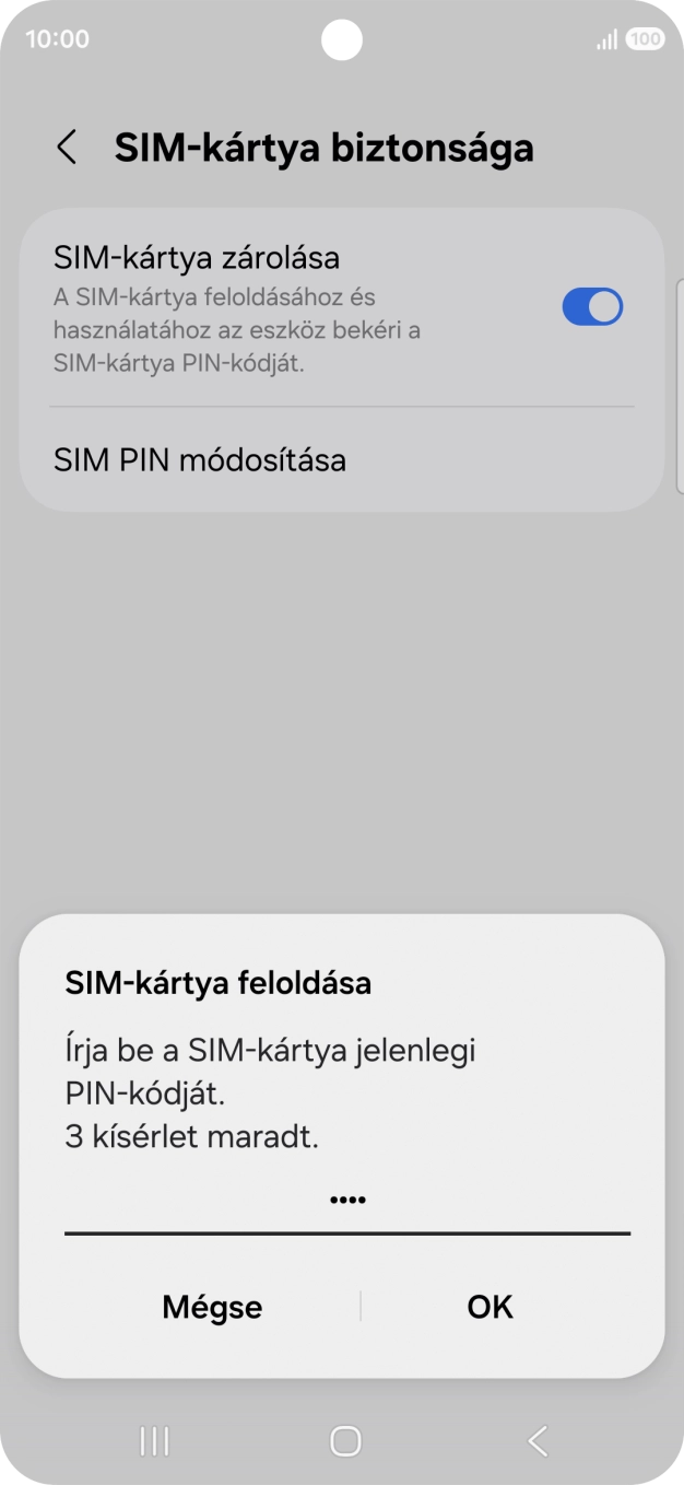 Írd be a PIN-kódot, és válaszd az OK lehetőséget.