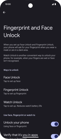 Press Fingerprint Unlock.