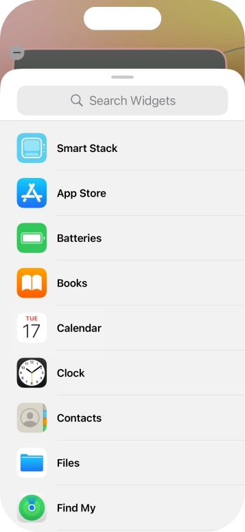 Press the required widget.