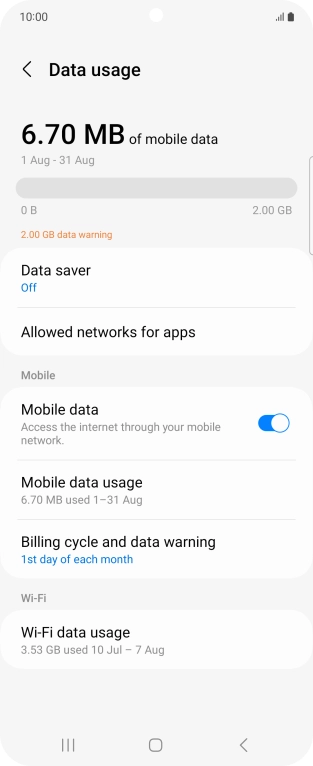 The total data usage is displayed.