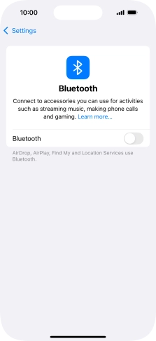 Press the indicator next to 'Bluetooth' to turn on the function.