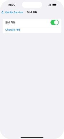 Press the indicator next to 'SIM PIN' to turn the function on or off.