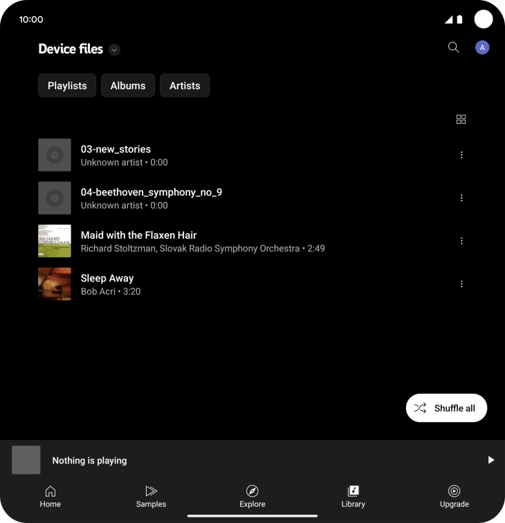 Press the required audio file.