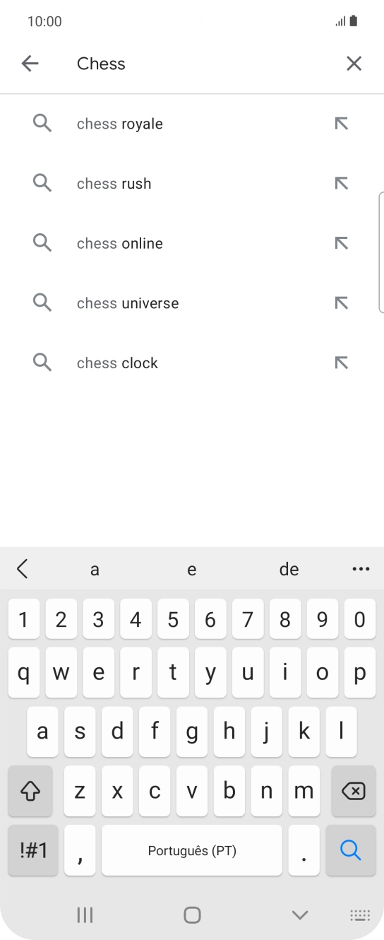 Introduza o nome ou categoria da app pretendida e prima o ícone para pesquisar.