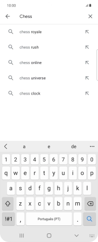 Introduza o nome ou categoria da app pretendida e prima o ícone para pesquisar.
