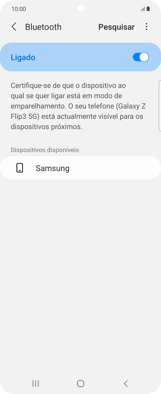 Prima o dispositivo Bluetooth pretendido e siga as indicações no ecrã para emparelhar o dispositivo pretendido com o telefone.