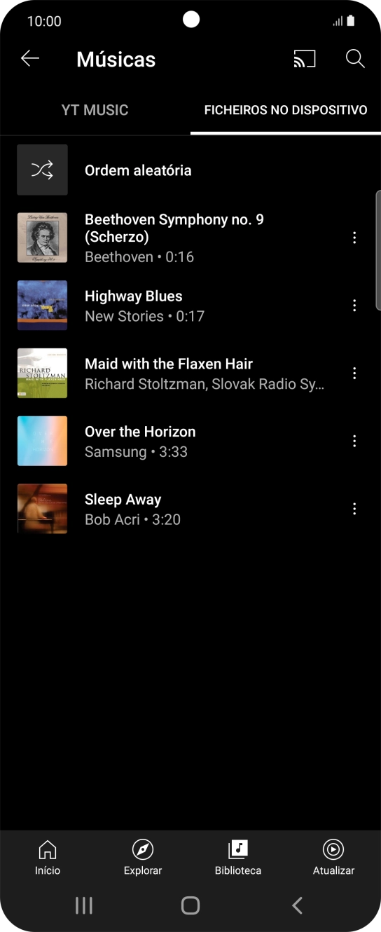 Prima o ficheiro de música pretendido.