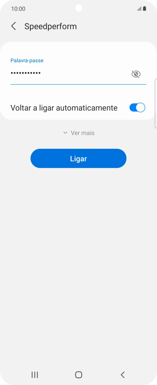 Introduza a password da rede Wi-Fi e prima Ligar.