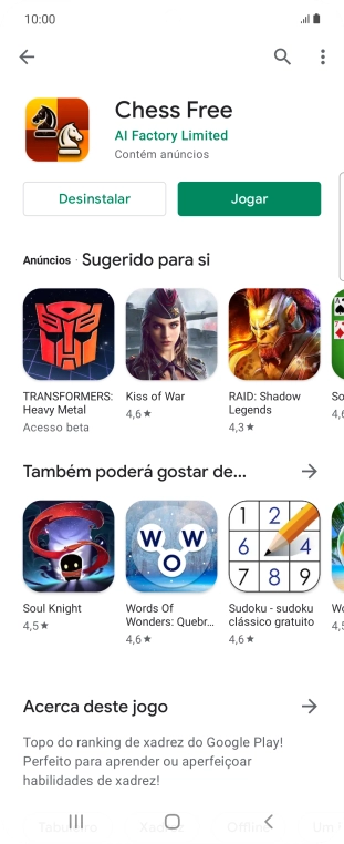 Prima a tecla de início para terminar e voltar ao ecrã inicial.