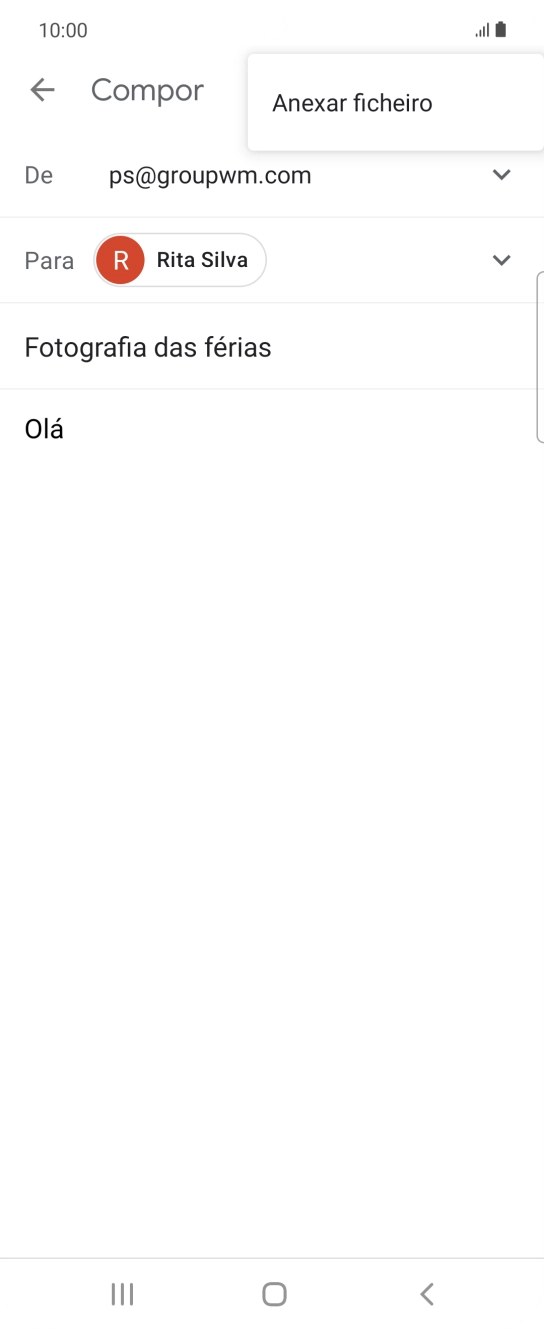 Prima Anexar ficheiro e vá até à pasta pretendida.