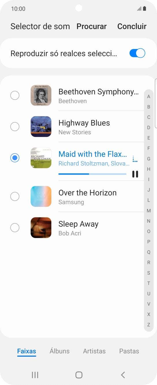 Quando tiver encontrado o tom de toque que pretende, prima Concluir.