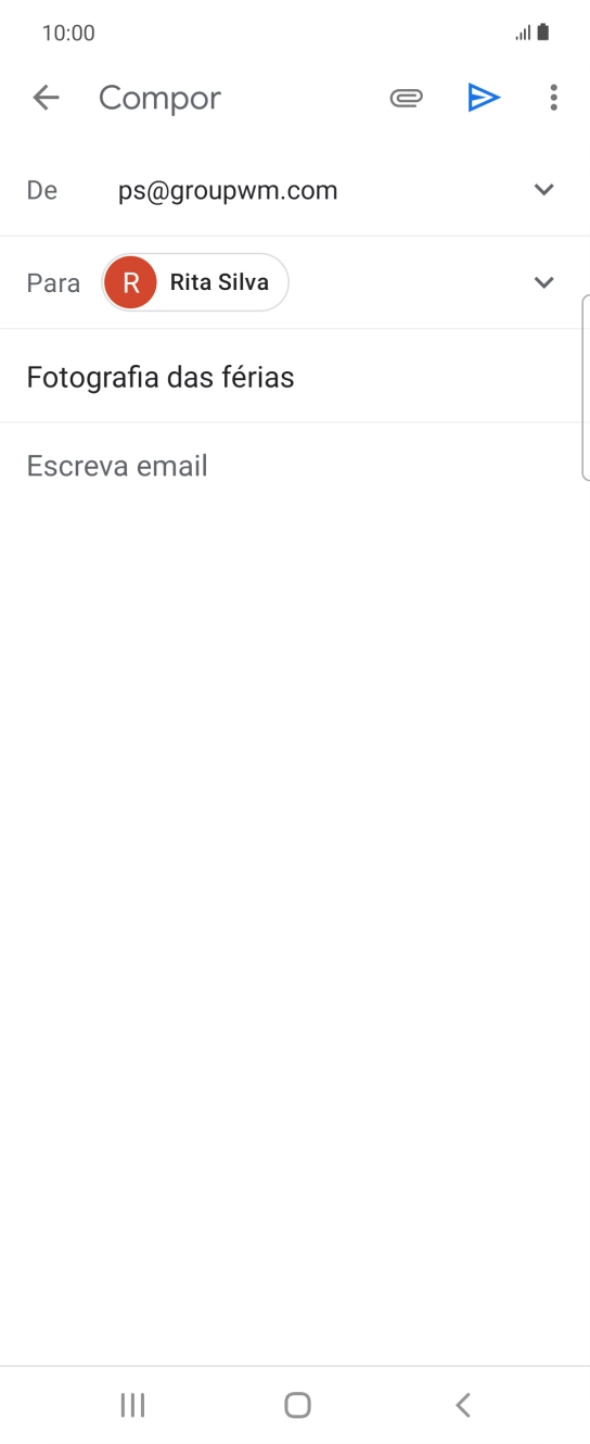 Prima o campo de escrita e escreva o texto do e-mail.