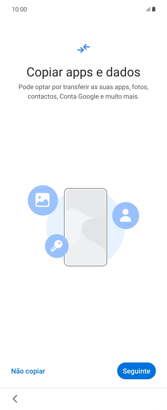 É possível transferir conteúdo de outro telefone quando o telefone for ativado antes da primeira utilização e quando o telefone tiver sido reiniciado. Quando esta imagem for mostrada no ecrã, o telefone está pronto para transferir conteúdo de outro telefone.