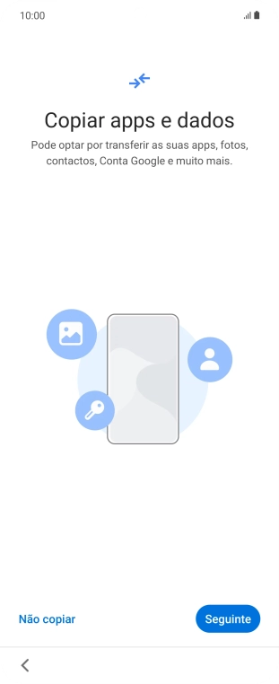 É possível transferir conteúdo de outro telefone quando o telefone for ativado antes da primeira utilização e quando o telefone tiver sido reiniciado. Quando esta imagem for mostrada no ecrã, o telefone está pronto para transferir conteúdo de outro telefone.