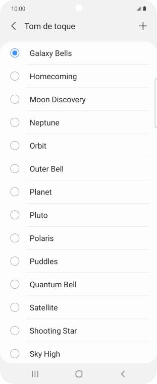 Prima o ícone para adicionar um tom de toque.