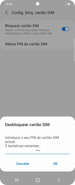 Introduza o seu código PIN e prima OK.