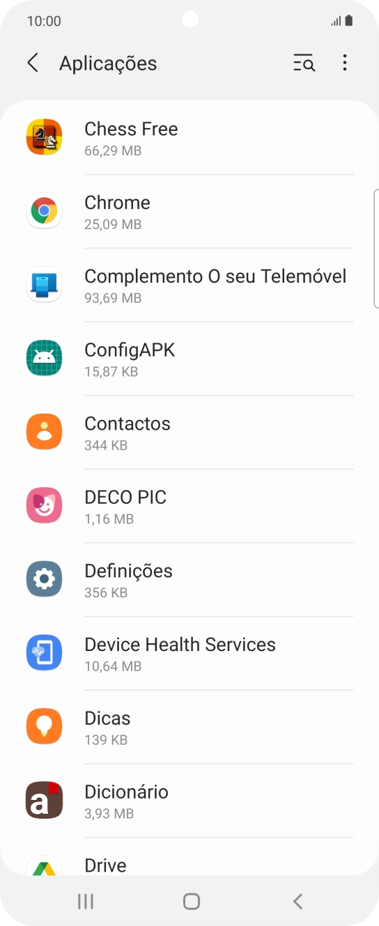 Prima a app pretendida.