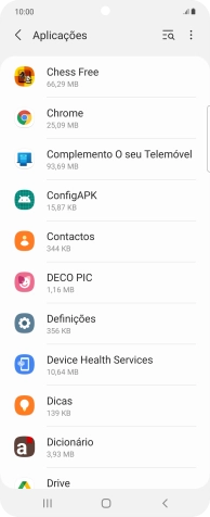 Prima a app pretendida.