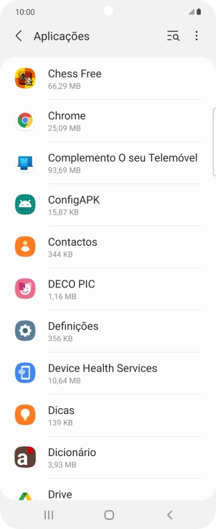 Prima a app pretendida.