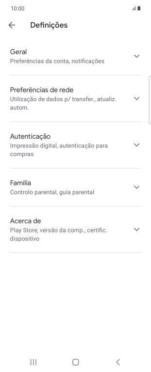 Prima Preferências de rede.