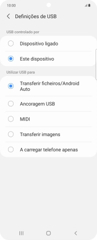 Prima Transferir ficheiros/Android Auto.