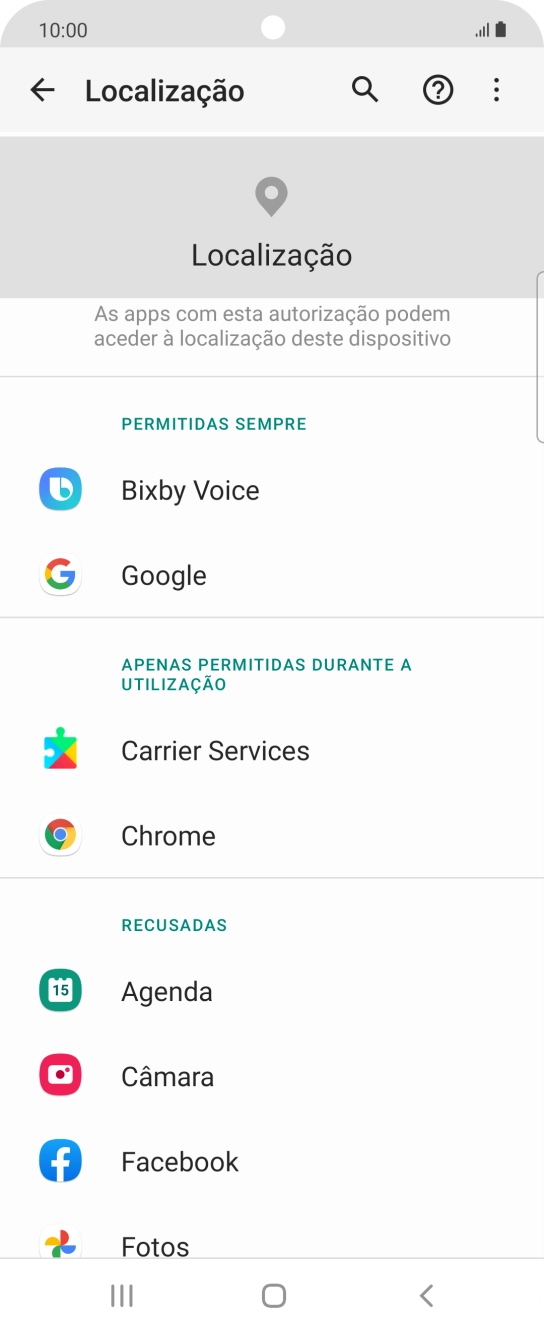 Prima a app pretendida.