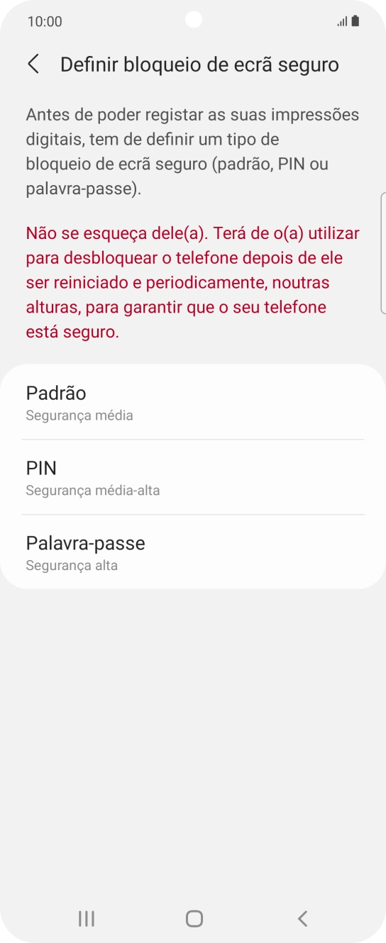Prima o código de bloqueio do telefone pretendido e siga as indicações no ecrã para estabelecer um código de bloqueio adicional.