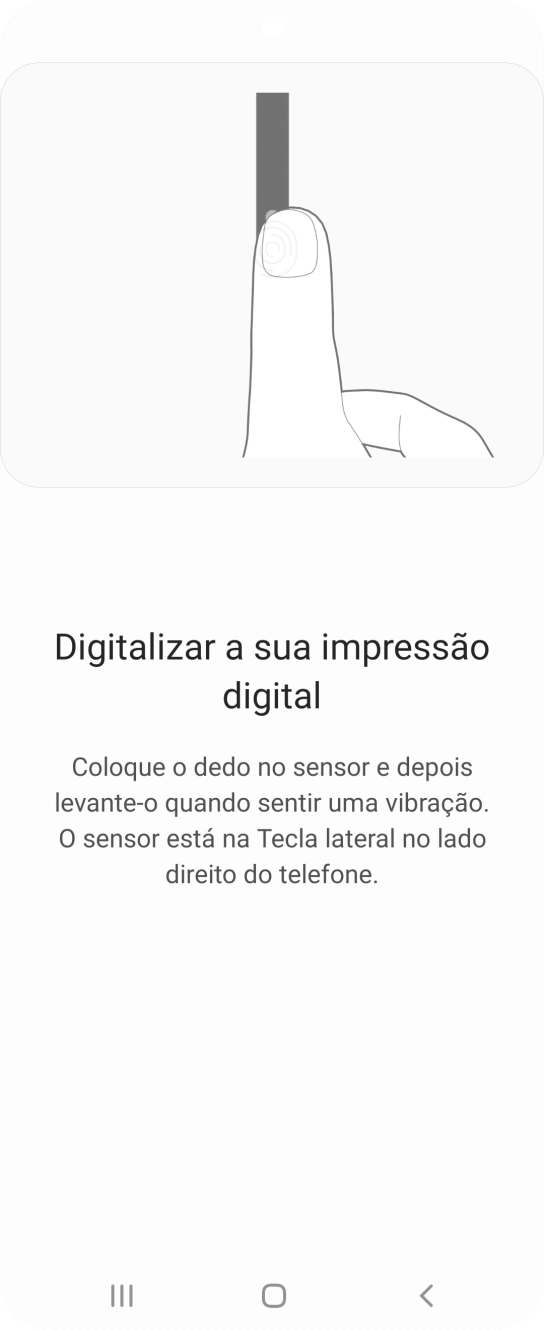 Siga as indicações no ecrã para definir a impressão digital como código de bloqueio.