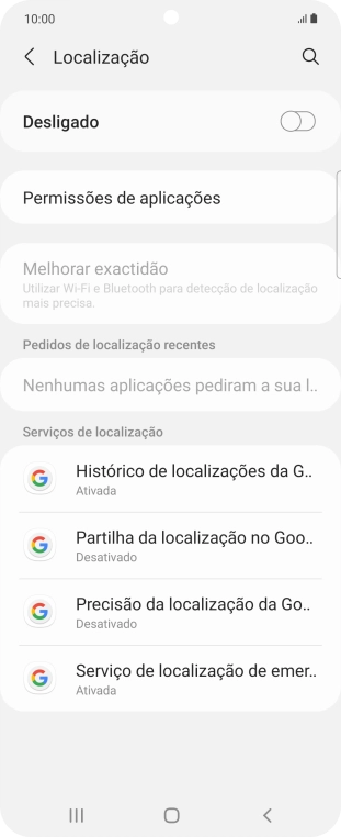 Prima o indicador para ativar ou desativar a função.