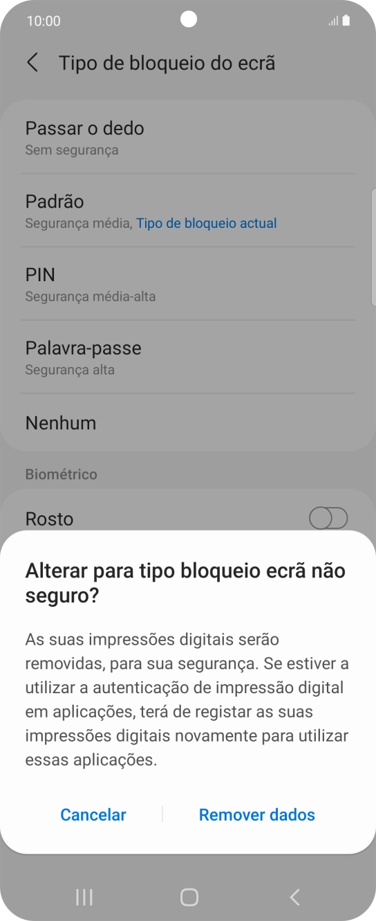 Prima Remover dados.