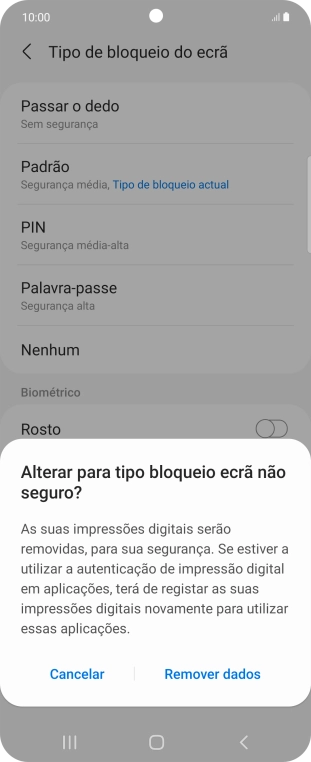 Prima Remover dados.