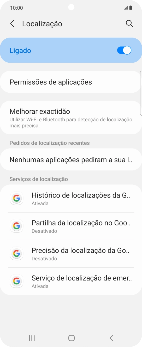 Prima Permissões de aplicações.