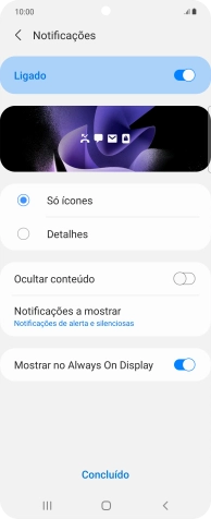 Prima as definições pretendidas para as ativar ou desativar.