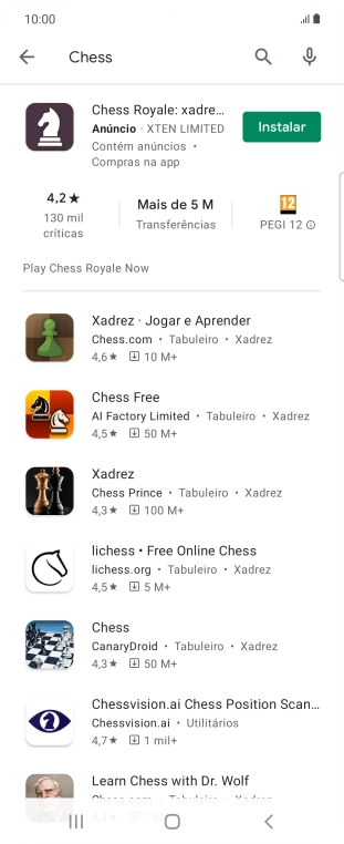 Prima a app pretendida.