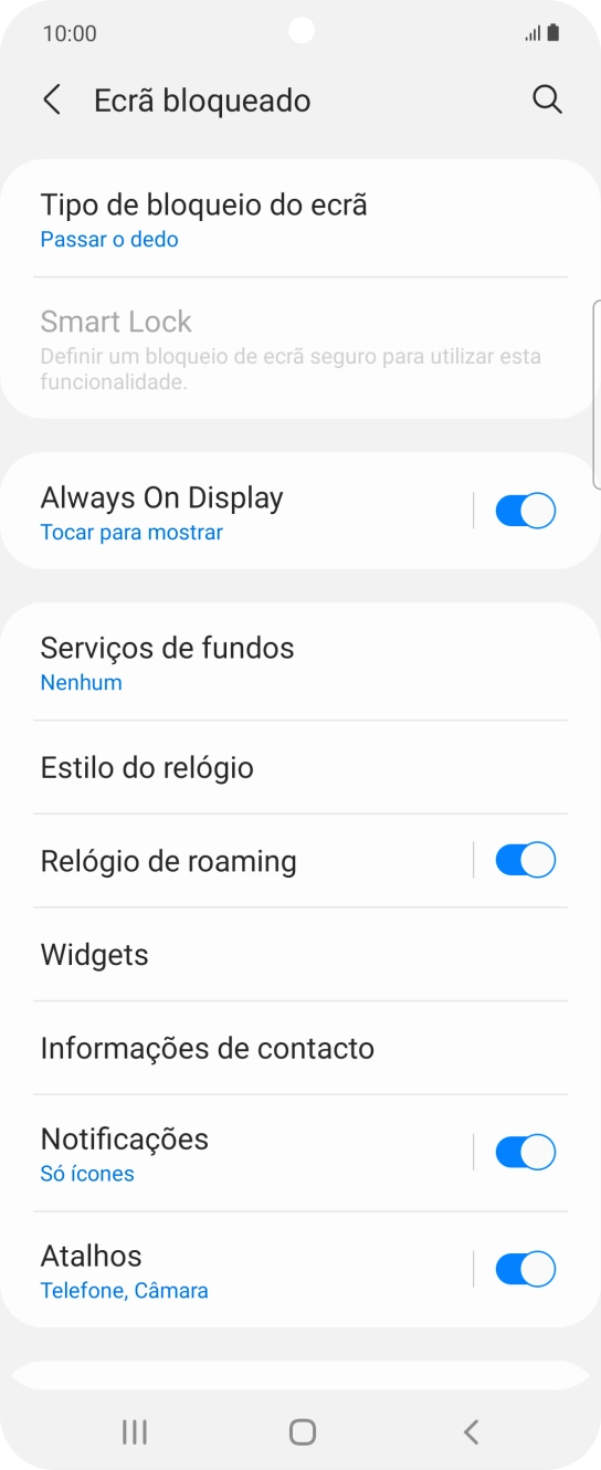 Prima Tipo de bloqueio do ecrã.