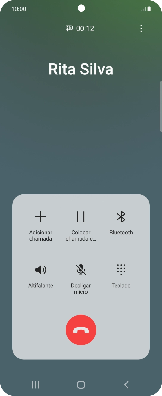 Prima o ícone para terminar a chamada.