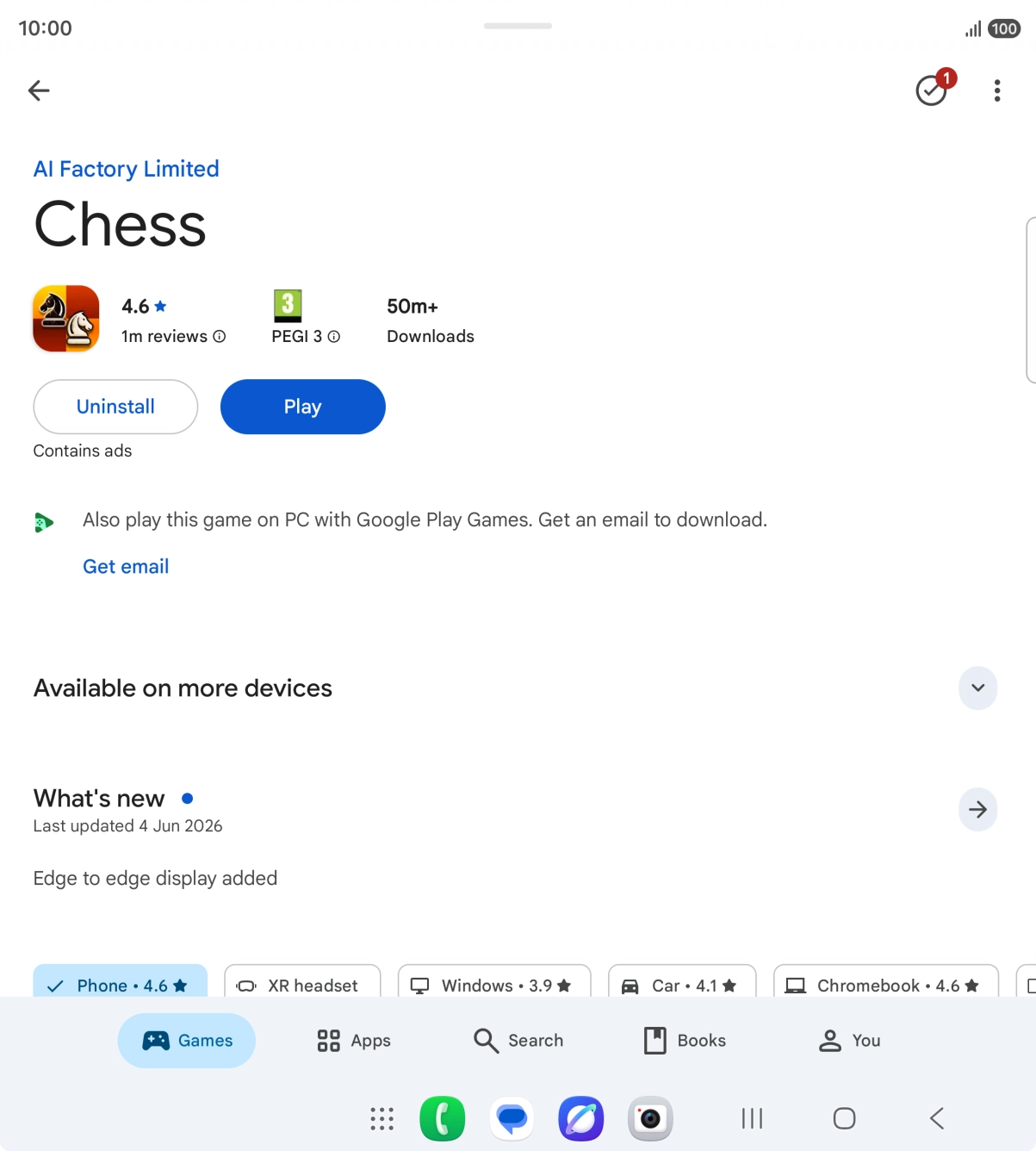 Press Uninstall.