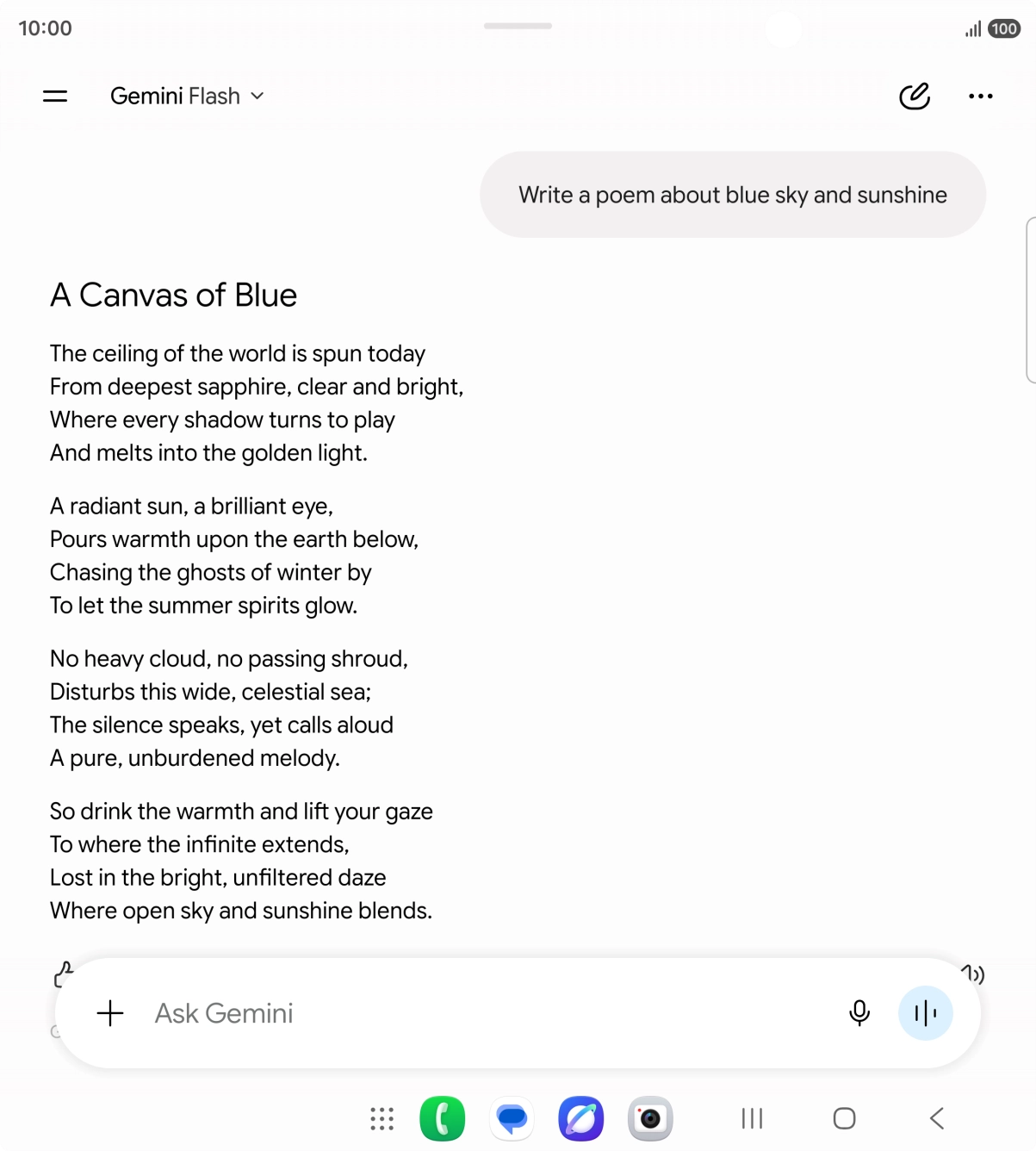 You can ask Gemini to generate a text based on your description.