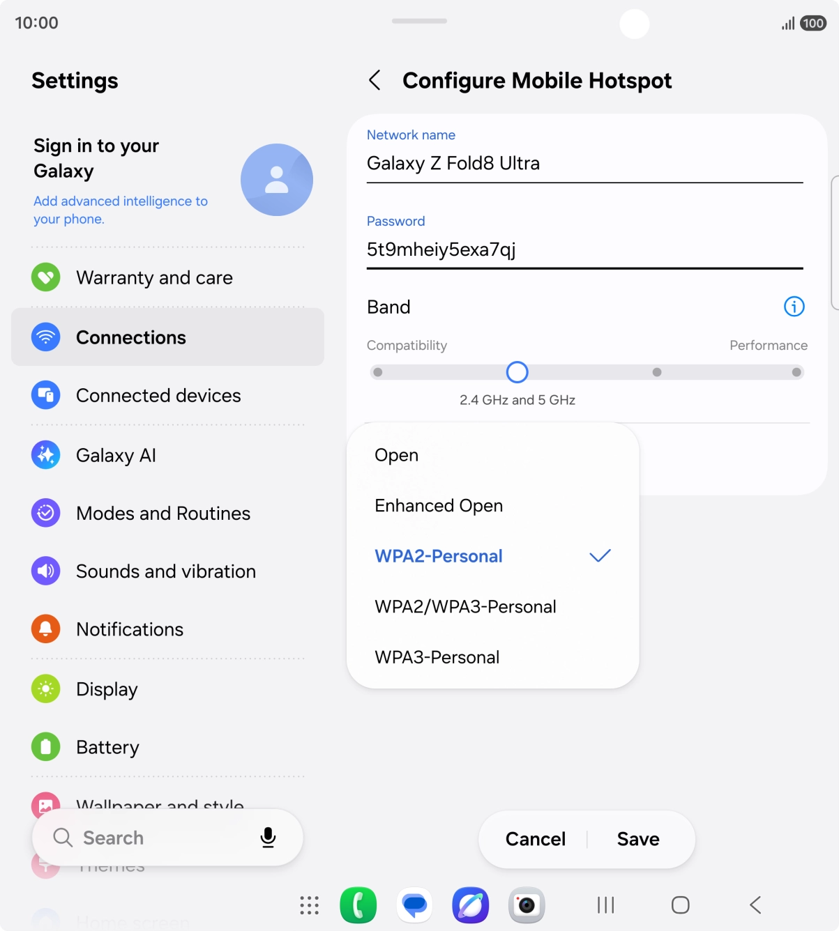 Press WPA3-Personal to password protect your WiFi hotspot. Press WPA3-Personal to password protect your WiFi hotspot.