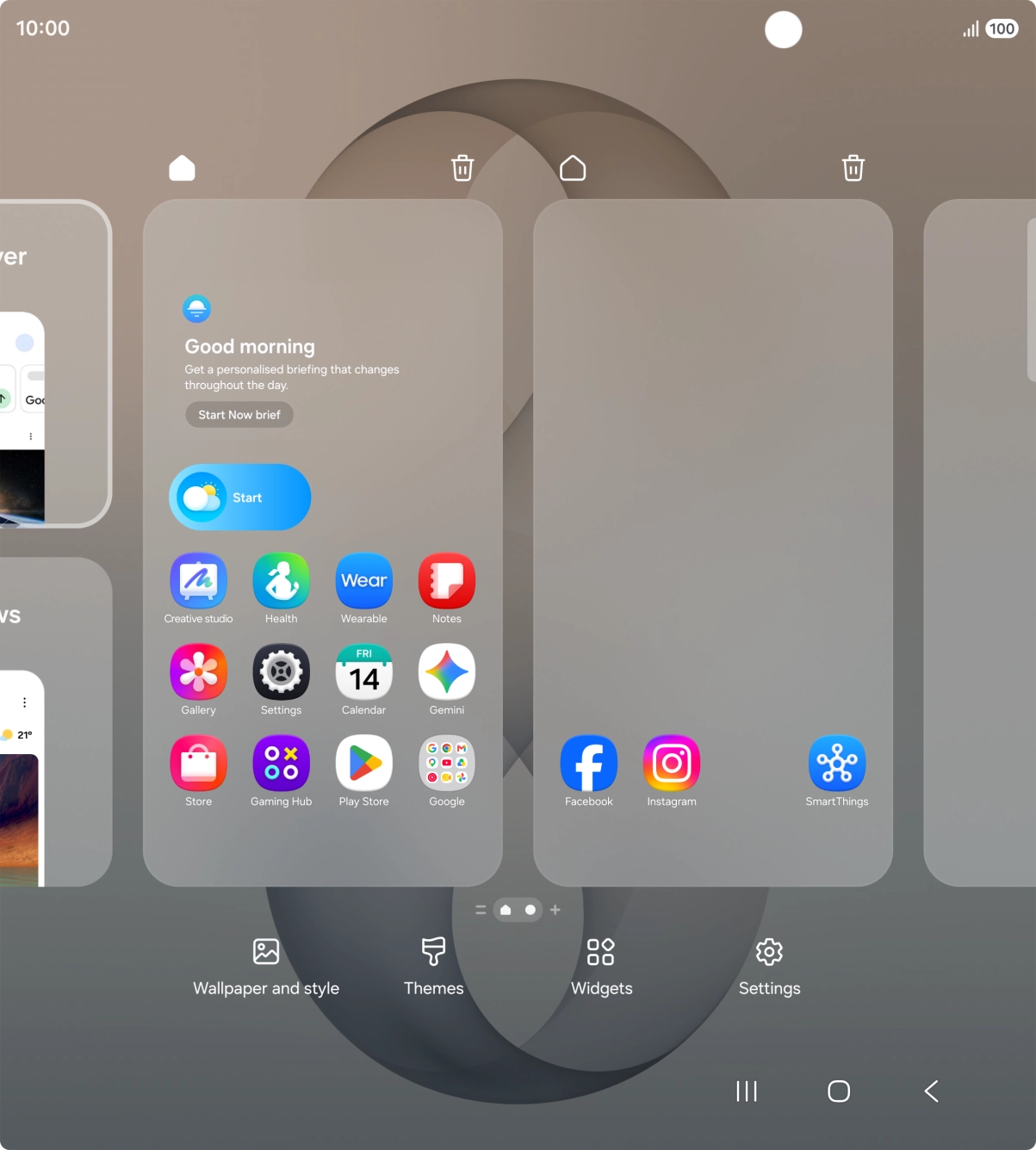 Press the required setting and follow the instructions on the screen to personalise the appearance of the home screen.