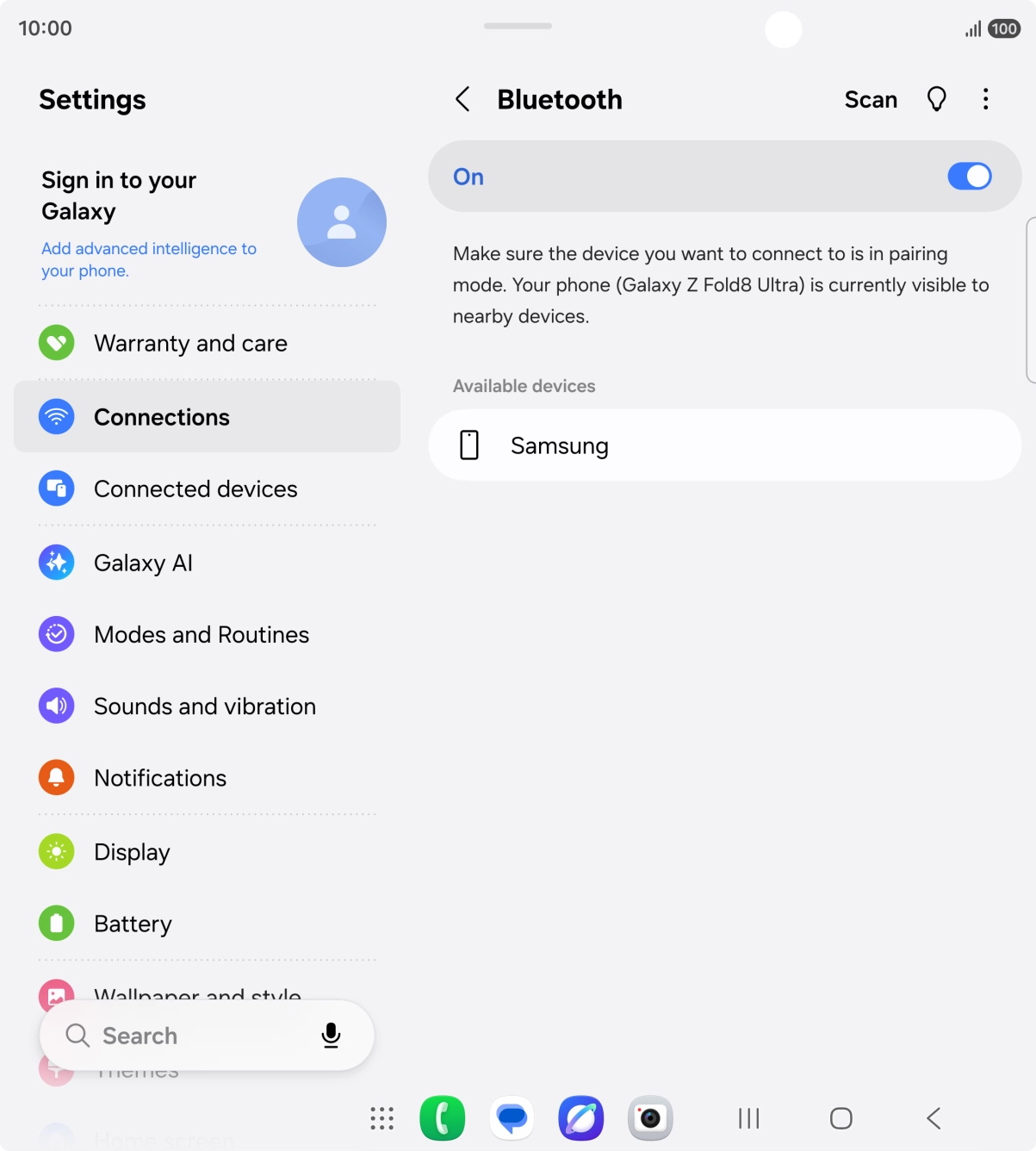 Press the required Bluetooth device and follow the instructions on the screen to pair the device with your phone.