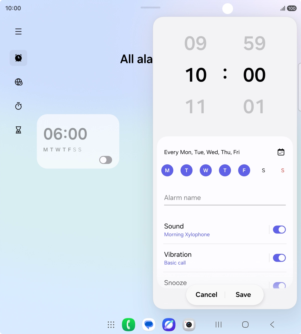 Press the indicator next to 'Sound' to turn on the alarm tone.