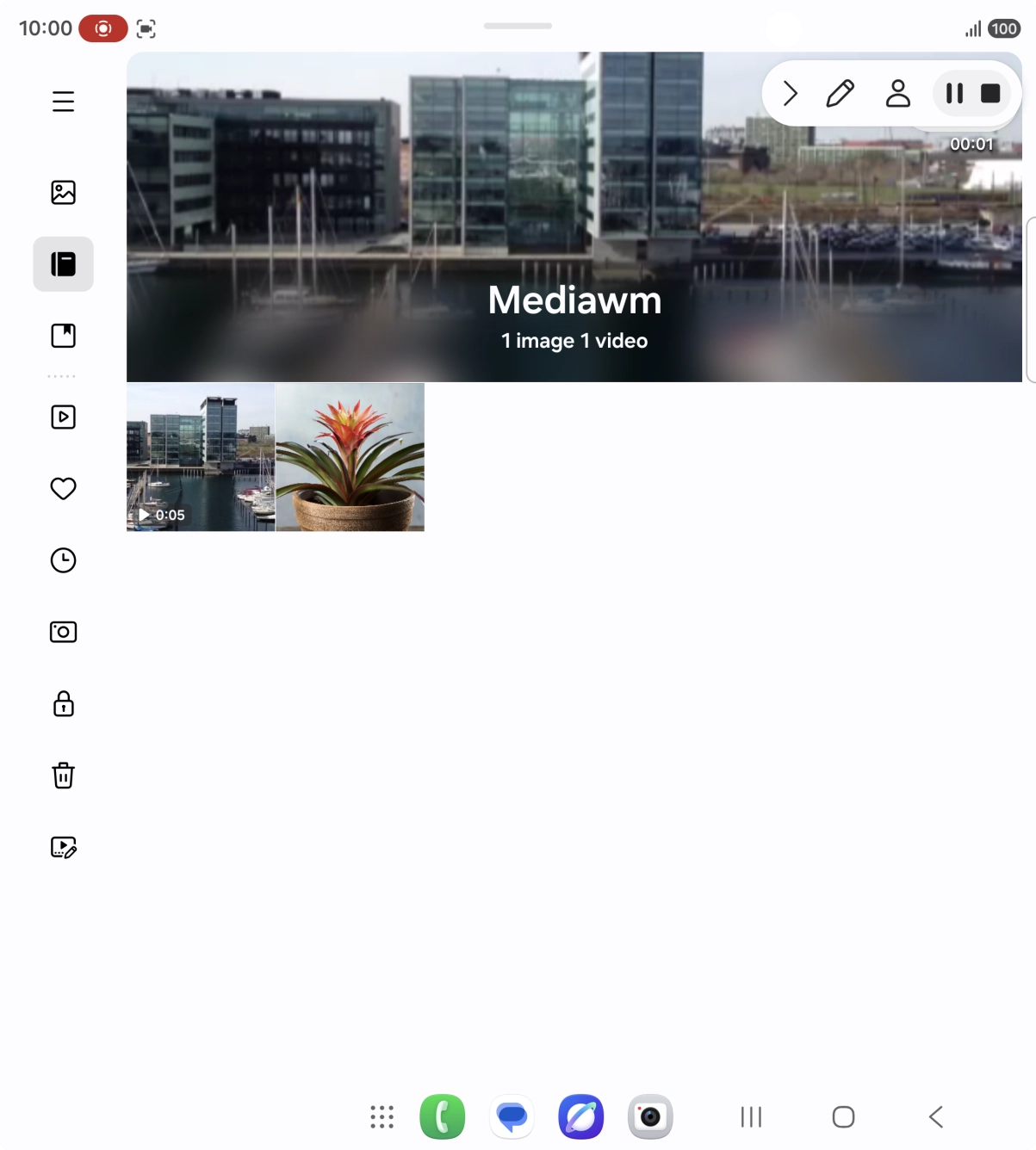 Press the stop icon to stop the recording.